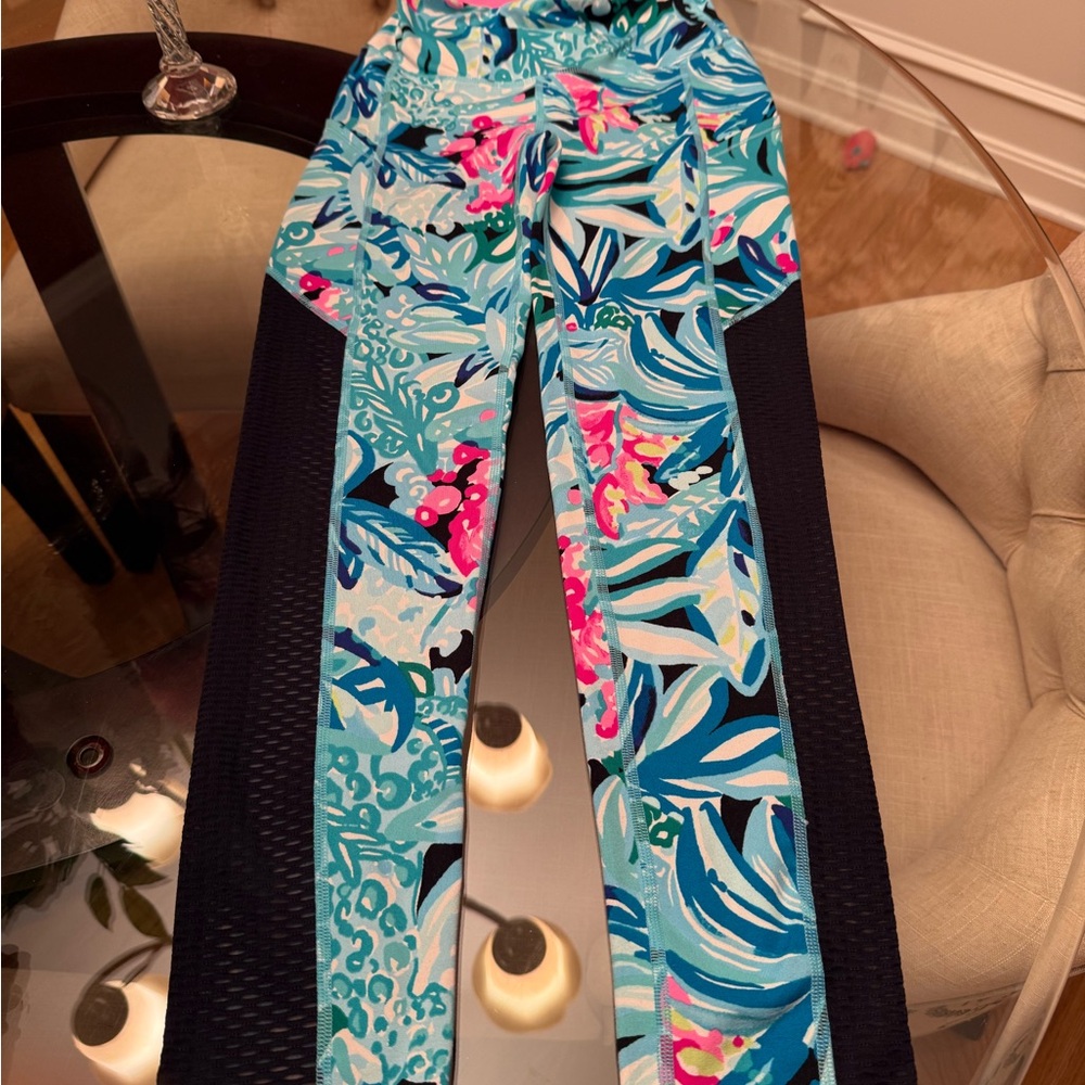 Lilly Pulitzer Blue and Pink Floral Leggings